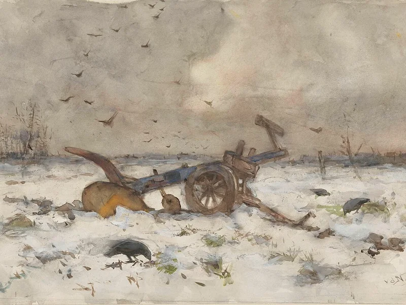 1864-Willem van der Nat - Aratro su un campo innevato